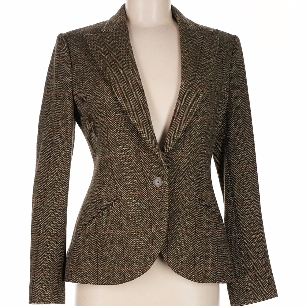 Ralph Lauren Classic Vintage  Brown Tweed Herringbone  Blazer made in JAPAN 8
